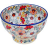 Polish Pottery Bowl with Pedestal 5&quot; Sweet Floral Bliss UNIKAT