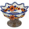 Polish Pottery Bowl with Pedestal 9&quot; Retro Brown Beauty UNIKAT