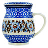 Polish Pottery Brewing Mug 14 oz Brown And Blue Beauty UNIKAT