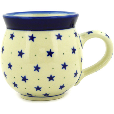 Polish Pottery Bubble Mug 12oz Blue Star Sprinkle