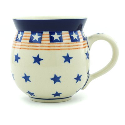 Polish Pottery Bubble Mug 12oz Stars And Stripes