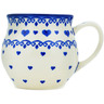 Polish Pottery Bubble Mug 13 oz Blue Valentine Hearts