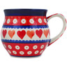 Polish Pottery Bubble Mug 13 oz Red Eyes With Hearts UNIKAT