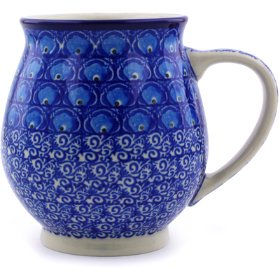 Polish Pottery Bubble Mug 15 oz Blue Peacock