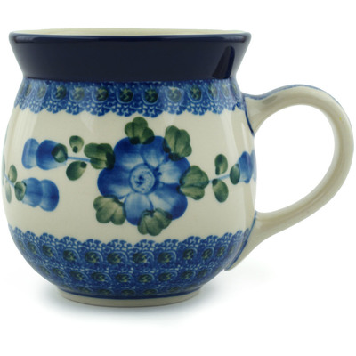 Polish Pottery Bubble Mug 16 oz Blue Poppies