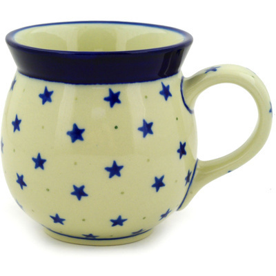 Polish Pottery Bubble Mug 16 oz Blue Star Sprinkle