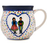 Polish Pottery Bubble Mug 21 oz Happy Folk Couple UNIKAT