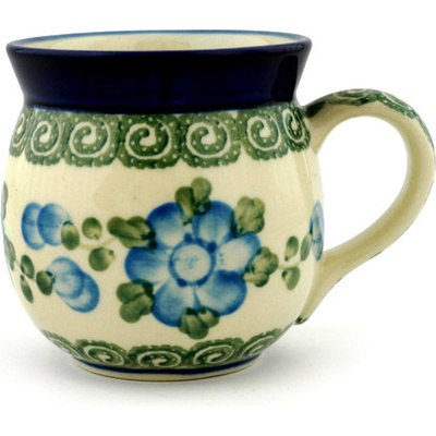 Polish Pottery Bubble Mug 8 oz Blue Poppies