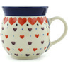 Polish Pottery Bubble Mug 8 oz Red Hearts Delight