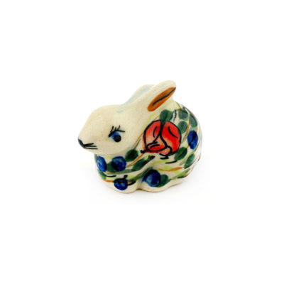 Polish Pottery Bunny Figurine 2&quot; UNIKAT