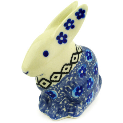Polish Pottery Bunny Figurine 3&quot; Abra Cadabra