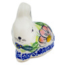 Polish Pottery Bunny Figurine 3&quot; Maroon Blossoms