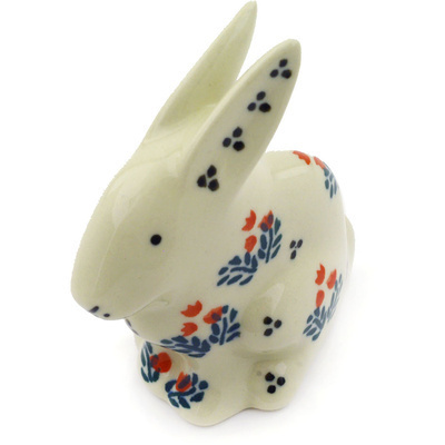 Polish Pottery Bunny Figurine 3&quot; Spring Tulips