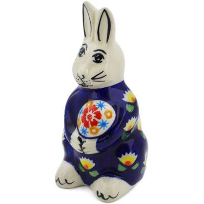 Polish Pottery Bunny Figurine 5&quot; Waterlily