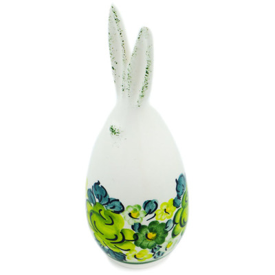 faience Bunny Figurine 6&quot; Green Wave