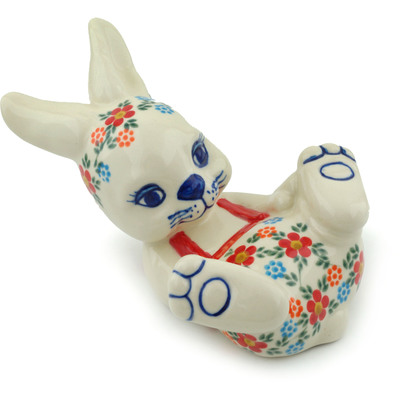 Polish Pottery Bunny Figurine 7&quot; Country Drive