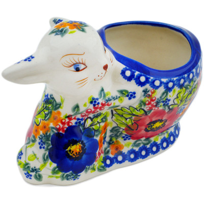 Polish Pottery Bunny Shaped Jar 7&quot; Daydreams UNIKAT