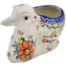 Polish Pottery Bunny Shaped Jar 7&quot; Vivid Sights UNIKAT