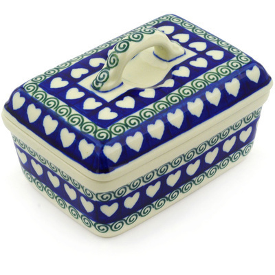Polish Pottery Butter box My Heart Belongs To You