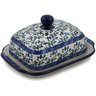 Polish Pottery Butter Dish 7&quot; Flowery Vines