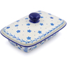 Polish Pottery Butter Dish 7&quot; White Pansy