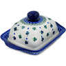 Polish Pottery Butter Dish 8&quot; Lucky Clovers