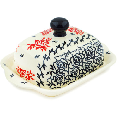 Polish Pottery Butter Dish 8&quot; Together Forever