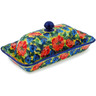Polish Pottery Butter Dish 9&quot; Flowers Collected On A Sunny Day UNIKAT