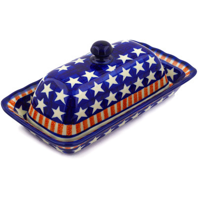 Polish Pottery Butter Dish 9&quot;