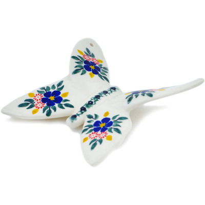 Polish Pottery Butterfly Figurine 5&quot; Blissful Blossoms