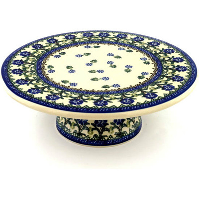 Polish Pottery Cake Stand 11&quot; Blackberries