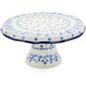 Polish Pottery Cake Stand 12&quot; White Pansy