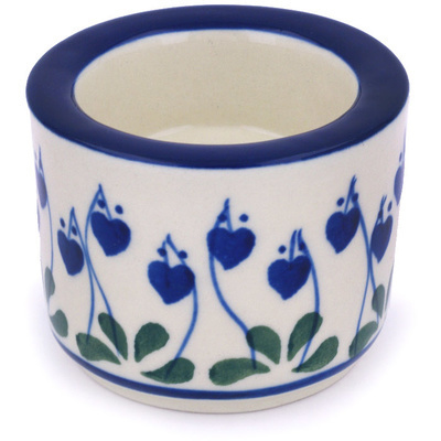 Polish Pottery Candle Holder 3&quot; Bleeding Heart Peacock