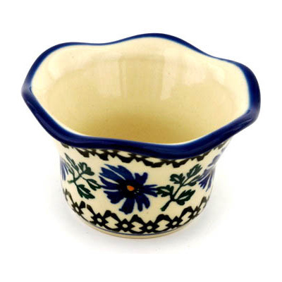 Polish Pottery Candle Holder 3&quot; Blue Chicory