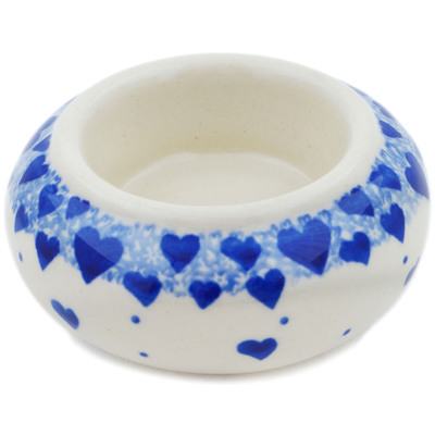 Polish Pottery Candle Holder 3&quot; Cobalt Love