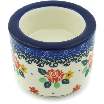 Polish Pottery Candle Holder 3&quot; Garden Party