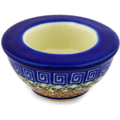 Polish Pottery Candle Holder 3&quot; Grecian Sea