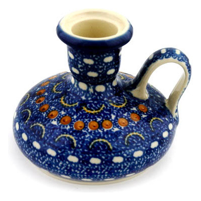 Polish Pottery Candle Holder 4&quot; Blue Horizons