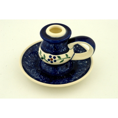 Polish Pottery Candle Holder 5&quot; Whimsical