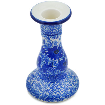 Polish Pottery Candle Holder 6&quot; Dreams In Blue UNIKAT