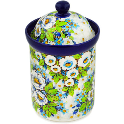 Polish Pottery Canister 9&quot; Wild Field Flowers UNIKAT
