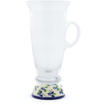 Polish Pottery Cappuccino Glass 12 oz Soaring Flowers UNIKAT