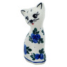 Polish Pottery Cat Figurine 4&quot; Blue Berry Special UNIKAT