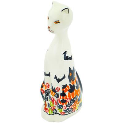 Polish Pottery Cat Figurine 8&quot; Halloween Night