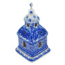 Polish Pottery Chapel Candle Holder 6&quot; Dreams In Blue UNIKAT