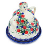 Polish Pottery Cheese Lady 4&quot; Patriotic Blooms UNIKAT
