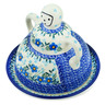Polish Pottery Cheese Lady 8&quot; Blue Joy