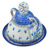 Polish Pottery Cheese Lady 8&quot; Feathery Bluebells