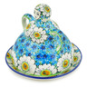 Polish Pottery Cheese Lady 8&quot; Pansies And Daisies UNIKAT