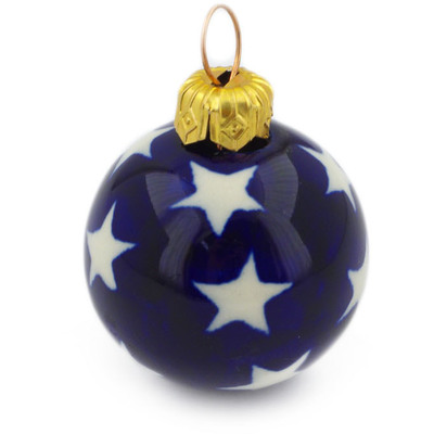Polish Pottery Christmas Ball Ornament 2&quot; America The Beautiful